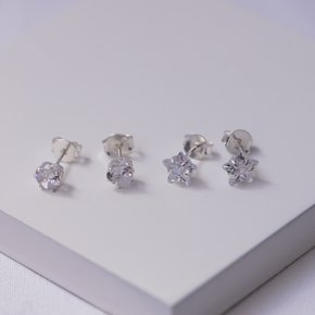 01 dupla de brincos folheado a prata zirconias cristal