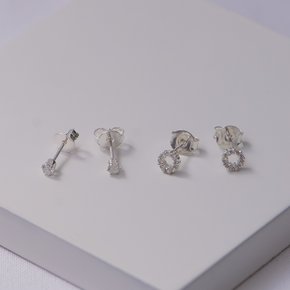 04 dupla de brincos folheado a prata zirconias cristal