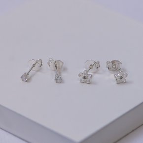 06 dupla de brincos folheado a prata zirconias cristal