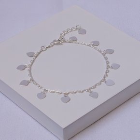 01 pulseira folheada a prata com coracoes pendente