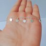 03 pulseira folheada a prata com coracoes pendente