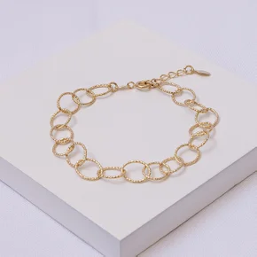 01 pulseira folheada a ouro elos ovais