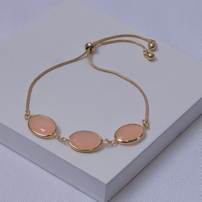 01 pulseira folheada a ouro com cristais rosa
