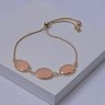 01 pulseira folheada a ouro com cristais rosa