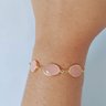 02 pulseira folheada a ouro com cristais rosa