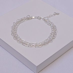 01 pulseira folheada a prata riviera e correntes elos coracao