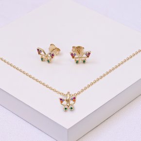 241904 conjunto infantil brinco infantil colar infantil folheado a ouro joia infantil conjunto borboleta presente infantil 2