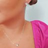 01 conjunto folheado a prata brinco e colar zirconia quadrada