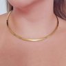 01 colar chocker aco inox dourado feminino