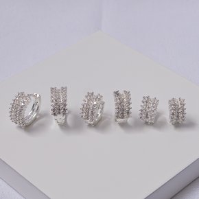 01 kit 3 pares brincos argola zirconias folheado a prata