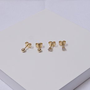 01 brincos folheados a ouro com zirconia e bolinha