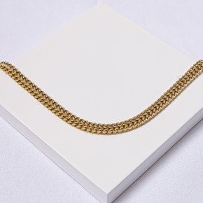 01 corrente aco inox dourada elo duplo achatado 60cm masculina