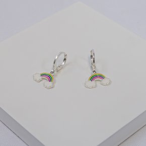238394 brinco argola brinco folheado a prata brinco infantil brinco arco iris brinco com pendente brincos para criancas