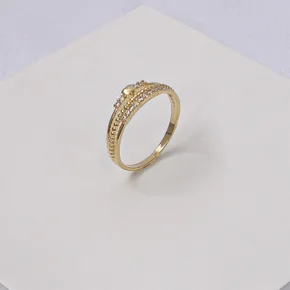 241130 anel feminino anel folheado a ouro anel tres fios anel coracao anel com zirconia anel sofisticado