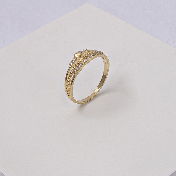 241130 anel feminino anel folheado a ouro anel tres fios anel coracao anel com zirconia anel sofisticado