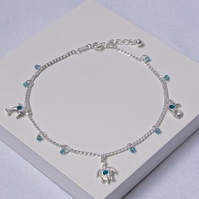 238444 tornozeleira folheada a prata tornozeleira feminina tornozeleira com pingentes tornozeleira marinha