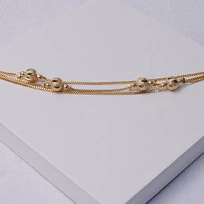 234393 pulseira folheada a ouro pulseira feminina pulseira tripla pulseira com bolas vazadas