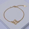 238407 pulseira feminina folheada a ouro pulseira elo portugues pulseira com trevo pulseira delicada semijoia folheada