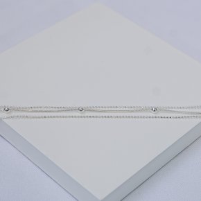 238383 pulseira tripla pulseira folheada a prata pulseira feminina pulseira elo bolinha pulseira rabo de rato pulseira delicada