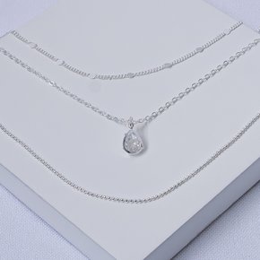 228115 colar triplo prata colar feminino prata colar com pingente gota colar com zirconia colar folheado a prata colar elegante 1