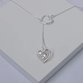 243438 colar gravata colar prata gravata colar com coracoes colar feminino prata colar veneziana colar zirconia coracao