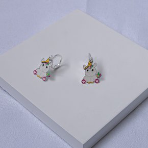 243614 brinco infantil unicornio brinco argola unicornio brinco resinado brinco folheado a prata brinco com pingente