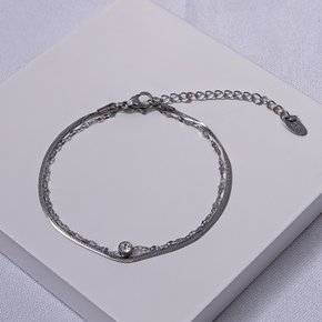 244209 pulseira dupla inox pulseira com zirconia pulseira aco inox prateado pulseira feminina delicada