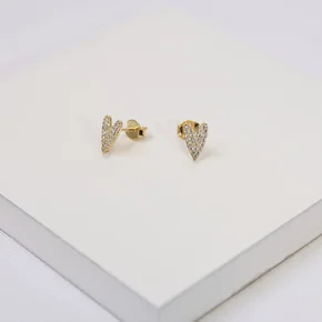 240015 brinco coracao brinco folheado a ouro brinco com zirconia brinco cravejado brinco feminino semijoia coracao