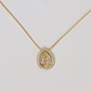 01 colar veneziana nossa senhora gota cravejada folheado