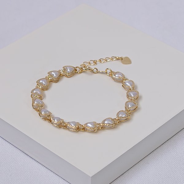 240807 pulseira infantil pulseira bebe pulseira folheada a ouro pulseira perola pulseira coracao pulseira feminina