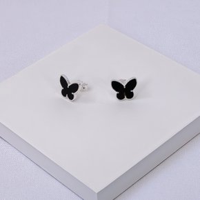 244865 brinco borboleta brinco de prata brinco resina preta brinco feminino pequeno semijoia hipoalergenica