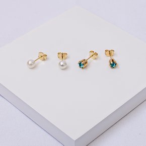 244849 brinco folheado a ouro dupla de brincos brinco com perola brinco com cristal azul brinco feminino pequeno