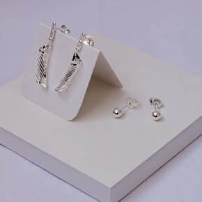 2257568 brinco folheado a prata dupla de brincos brinco pendente brinco bolinha brinco feminino brinco delicado