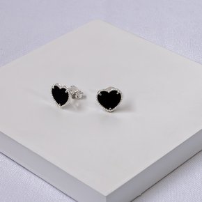244868 brinco coracao prata brinco feminino delicado brinco resina preta brinco folheado brinco hipoalergenico