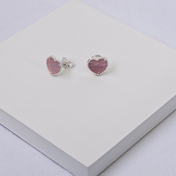 244873 brinco coracao brinco prata brinco com resina rosa brinco hipoalergenico brinco feminino delicado