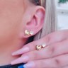 02 dupla de brincos folheado a ouro coracao abaulado e zirconia