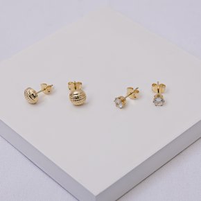 245235 brinco folheado a ouro dupla de brincos brinco pequeno brinco zirconia brinco bola brinco circulo abaulado