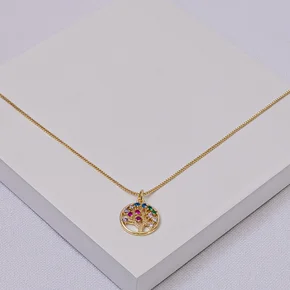 240307 colar arvore da vida colar veneziana colar feminino colar folheado a ouro colar com pingente colar arvore da vida 1