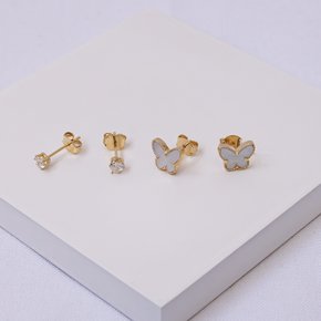 245182 dupla de brincos brincos folheados a ouro brincos borboleta brinco coracao zirconia brinco feminino