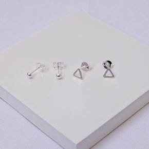 245307 brinco folheado a prata dupla de brincos brinco pequeno prata brinco bolinha lisa brinco triangulo prata
