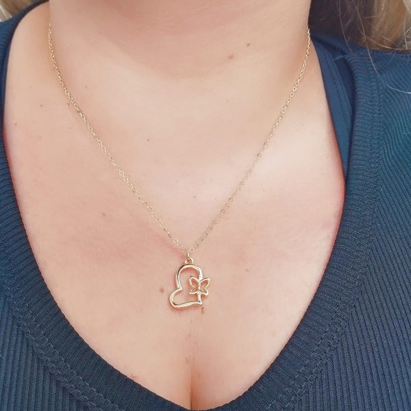 245287 colar coracao colar borboleta colar folheado a ouro colar feminino delicado colar pingente coracao colar com borboleta 1