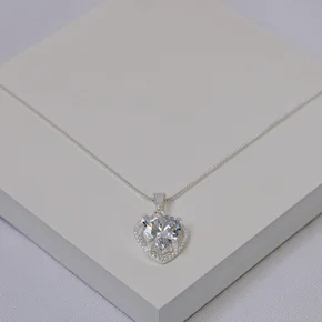 245405 colar folheado a prata colar prata colar veneziana colar feminino colar com pingente colar coracao 1