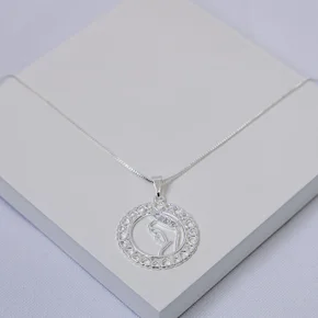 245396 colar folheado a prata colar prata colar veneziana colar pingente colar nossa senhora colar religioso 1