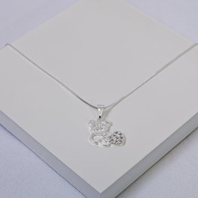 245406 colar infantil prata colar infantil colar folheado a prata colar urso colar urso com coracao colar zirconia 1