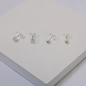 245346 brinco pequeno brinco prata brincos folheados a prata brinco segundo furo brinco zirconia brinco gota