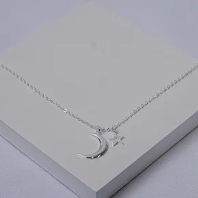 241440 colar feminino colar delicado colar lua e estrela colar prata colar com pingente colar hipoalergenico