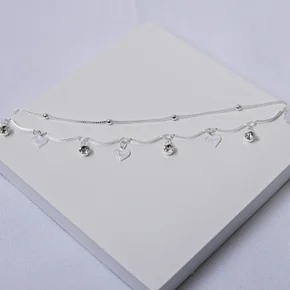 234979 pulseira dupla pulseira prata feminina pulseira com pingente pulseira com cristais pulseira com coracao 2