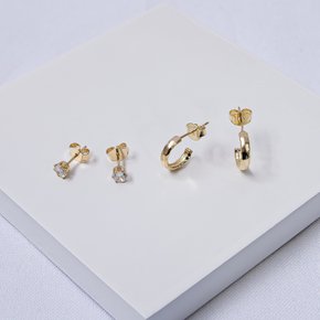 245666 dupla de brincos folheado a ouro brinco zirconia cristal brinco meia argola folheado a ouro brincos femininos