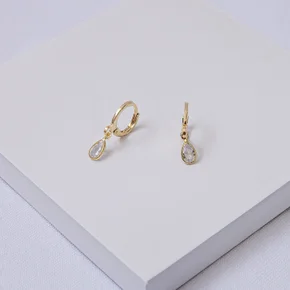 238747 brinco argola argola com zirconia brinco com pedra gota argola dourada brinco folheado ouro brinco zirconia