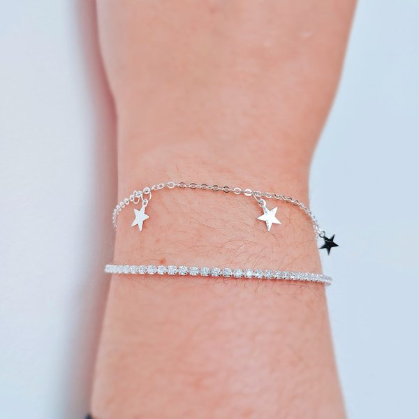 242156 pulseira estrelas pulseira prata pulseira folheada prata pulseira zirconias pulseira riviera pulseira cadeado 1